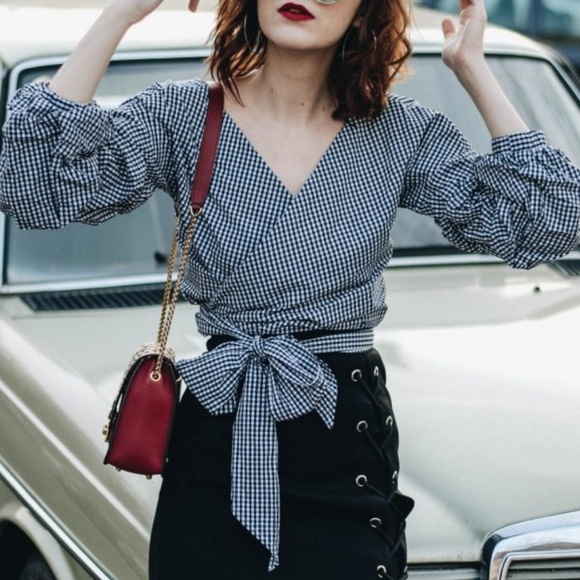 GINGHAM WRAP TOP - Picture 4 of 4